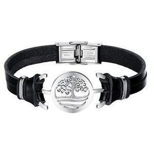 Tree of Life Stainless Steel Leather Bracelet